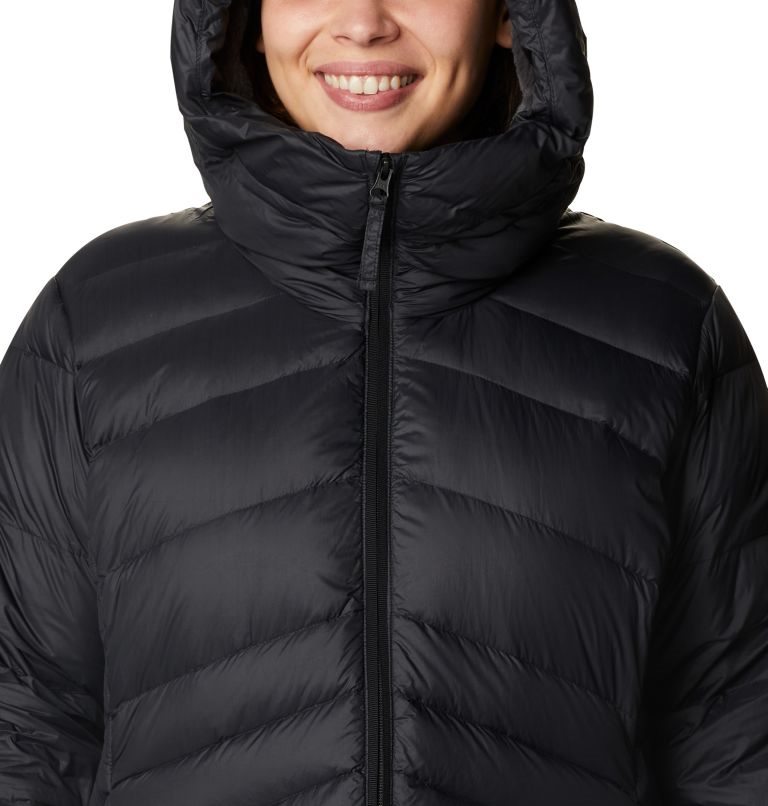 Women's Columbia Autumn Park Hooded Mid Down Jackets Black | Plus Size CA-N051A